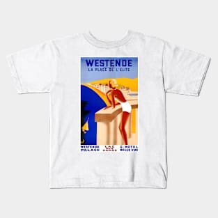 Vintage Travel Poster Belgium Westende Kids T-Shirt